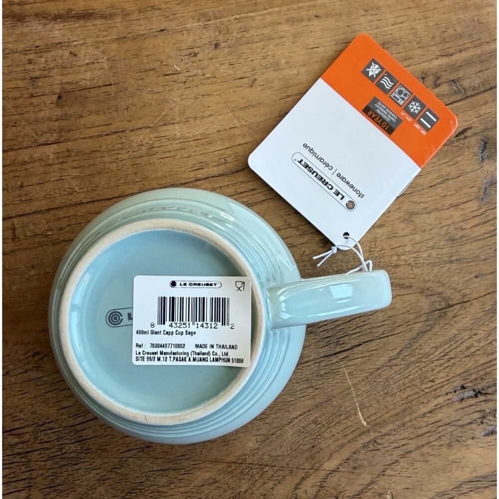 SALE Le Creuset Stoneware 2 Giant Cappuccino Bistro Mug 14oz Sage Green NEW - Picture 9 of 9